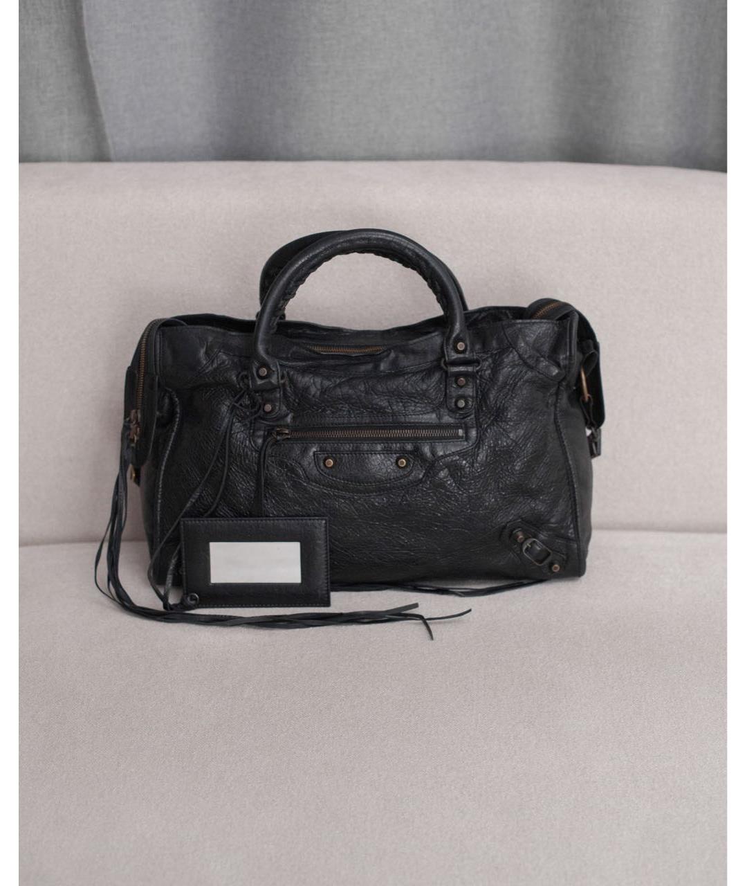 BALENCIAGA Черная кожаная сумка с короткими ручками, фото 7