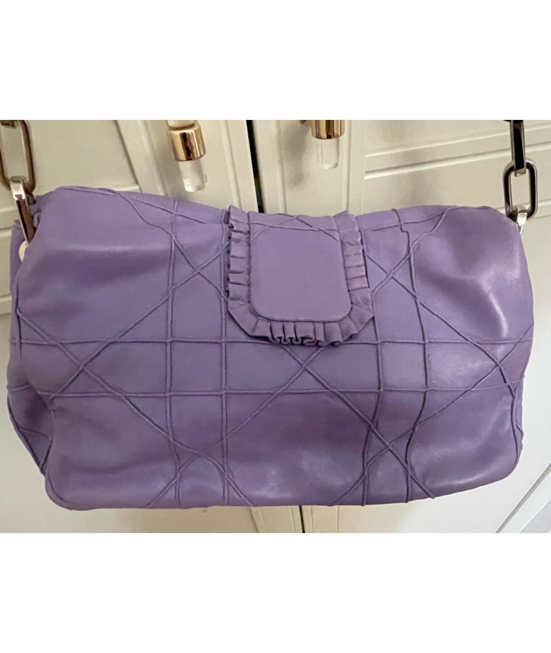 CHRISTIAN DIOR Фиолетовая кожаная сумка с короткими ручками, фото 7