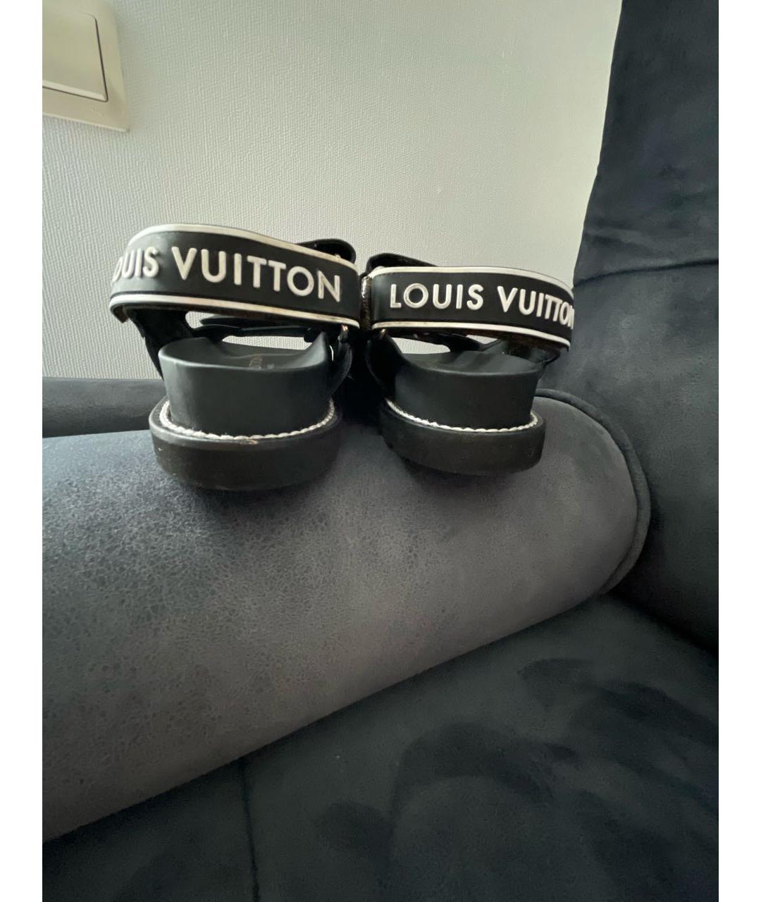 LOUIS VUITTON Черные кожаные сандалии, фото 4