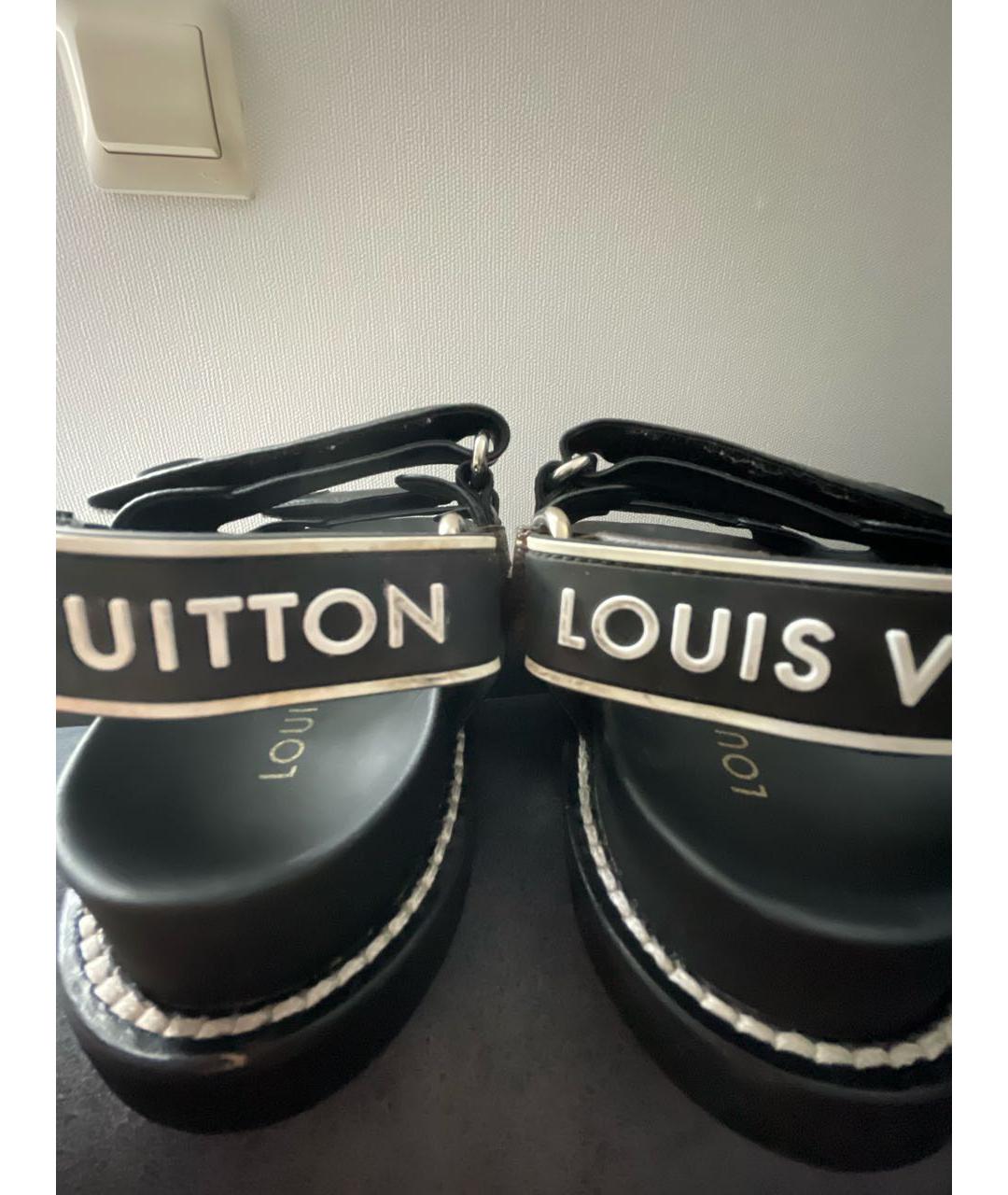 LOUIS VUITTON Черные кожаные сандалии, фото 7