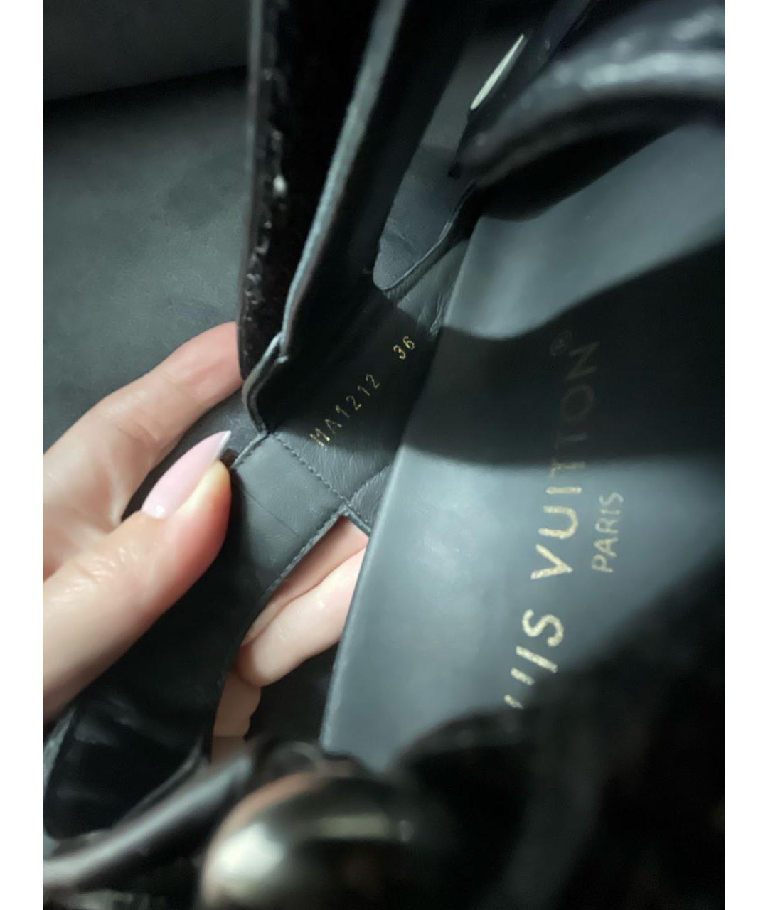 LOUIS VUITTON Черные кожаные сандалии, фото 5