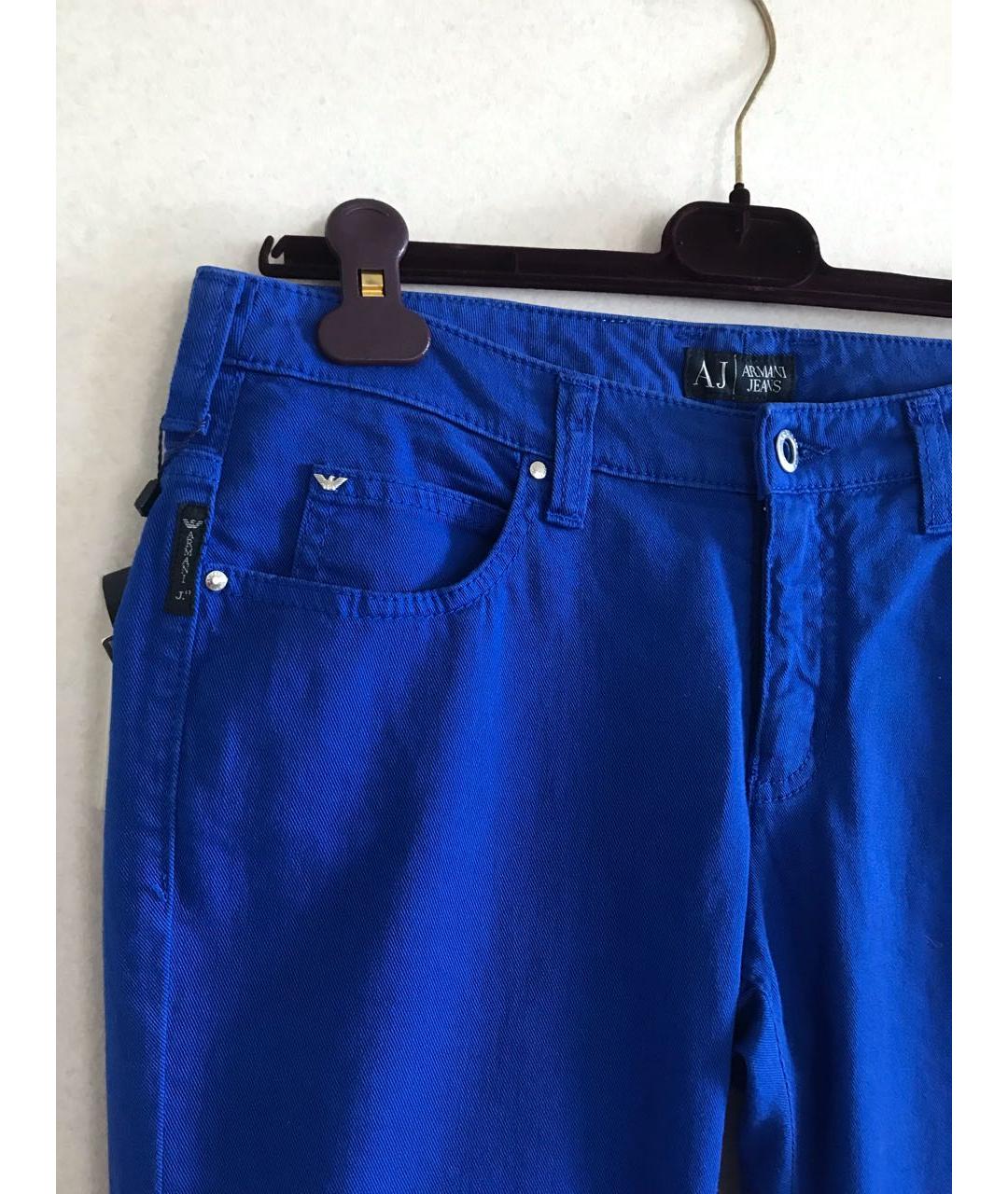 ARMANI JEANS Голубые хлопко-эластановые прямые джинсы, фото 2