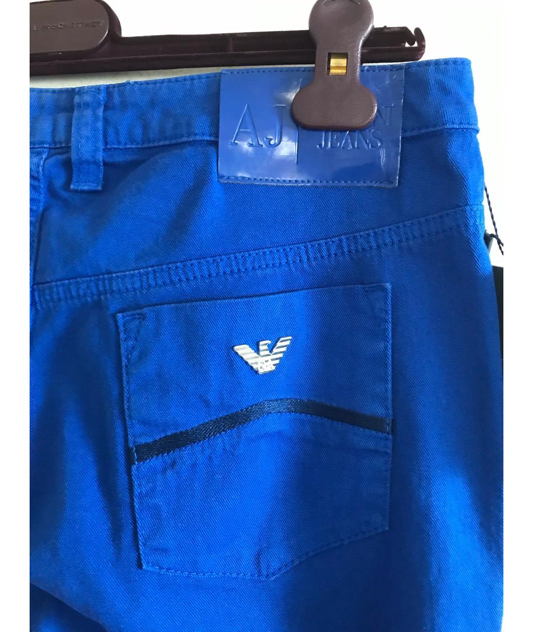 ARMANI JEANS Голубые хлопко-эластановые прямые джинсы, фото 4