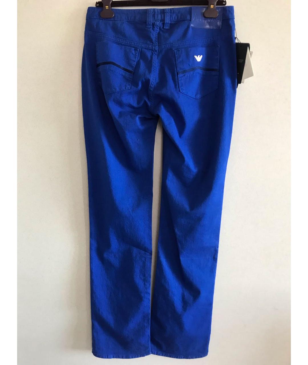 ARMANI JEANS Голубые хлопко-эластановые прямые джинсы, фото 3