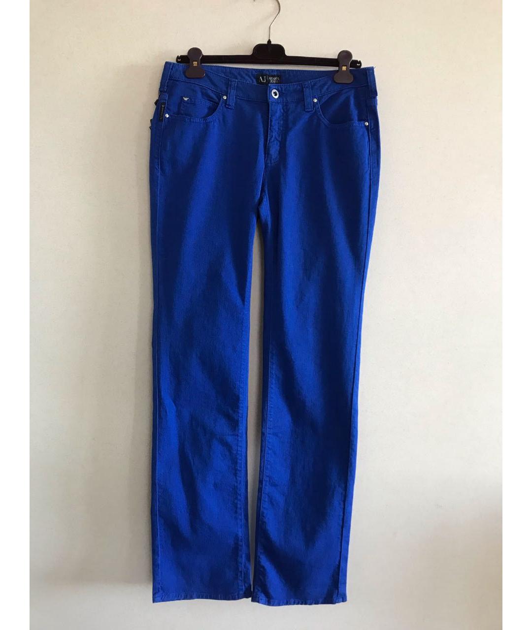 ARMANI JEANS Голубые хлопко-эластановые прямые джинсы, фото 6