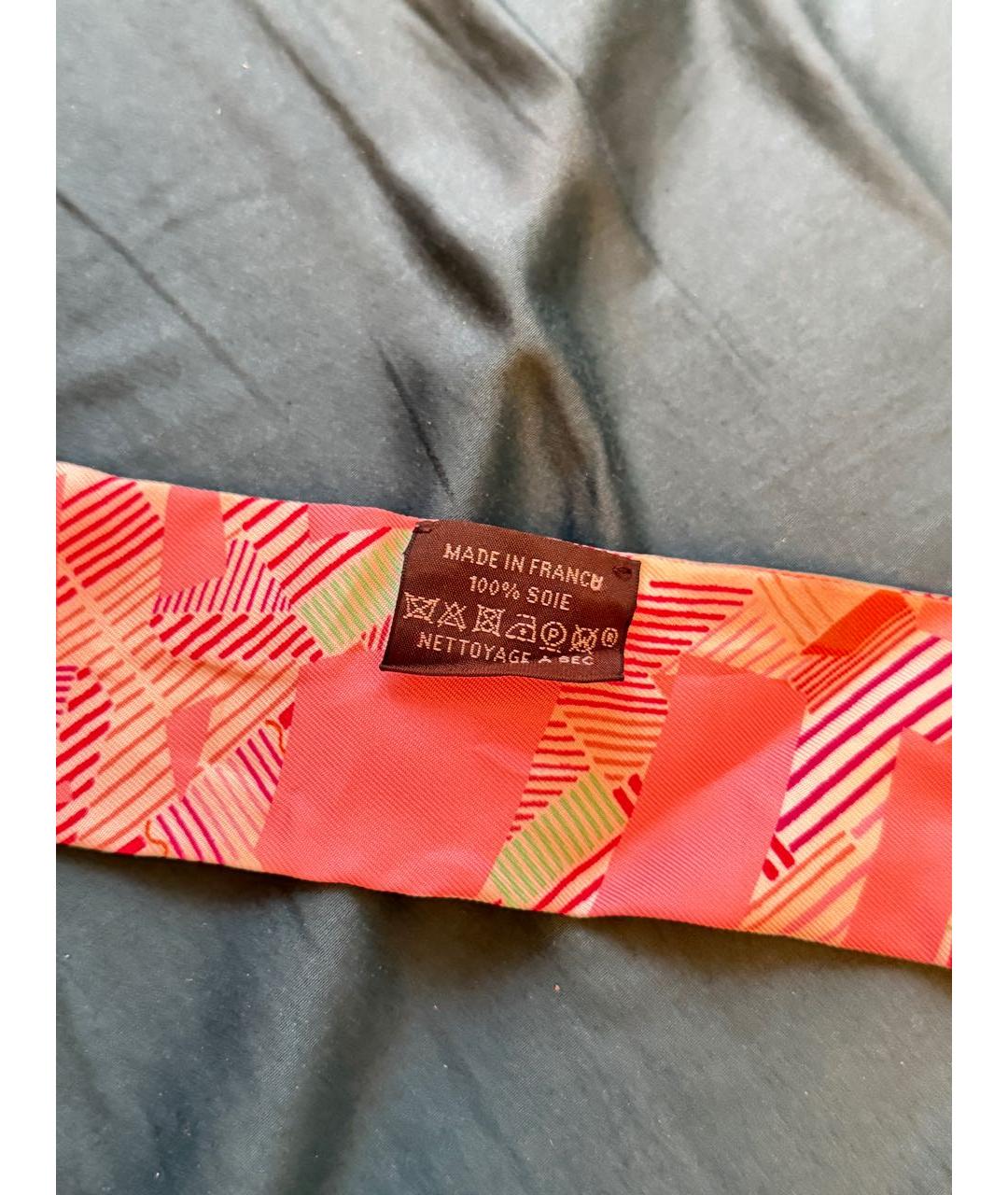 HERMES Розовый шелковый шарф, фото 6