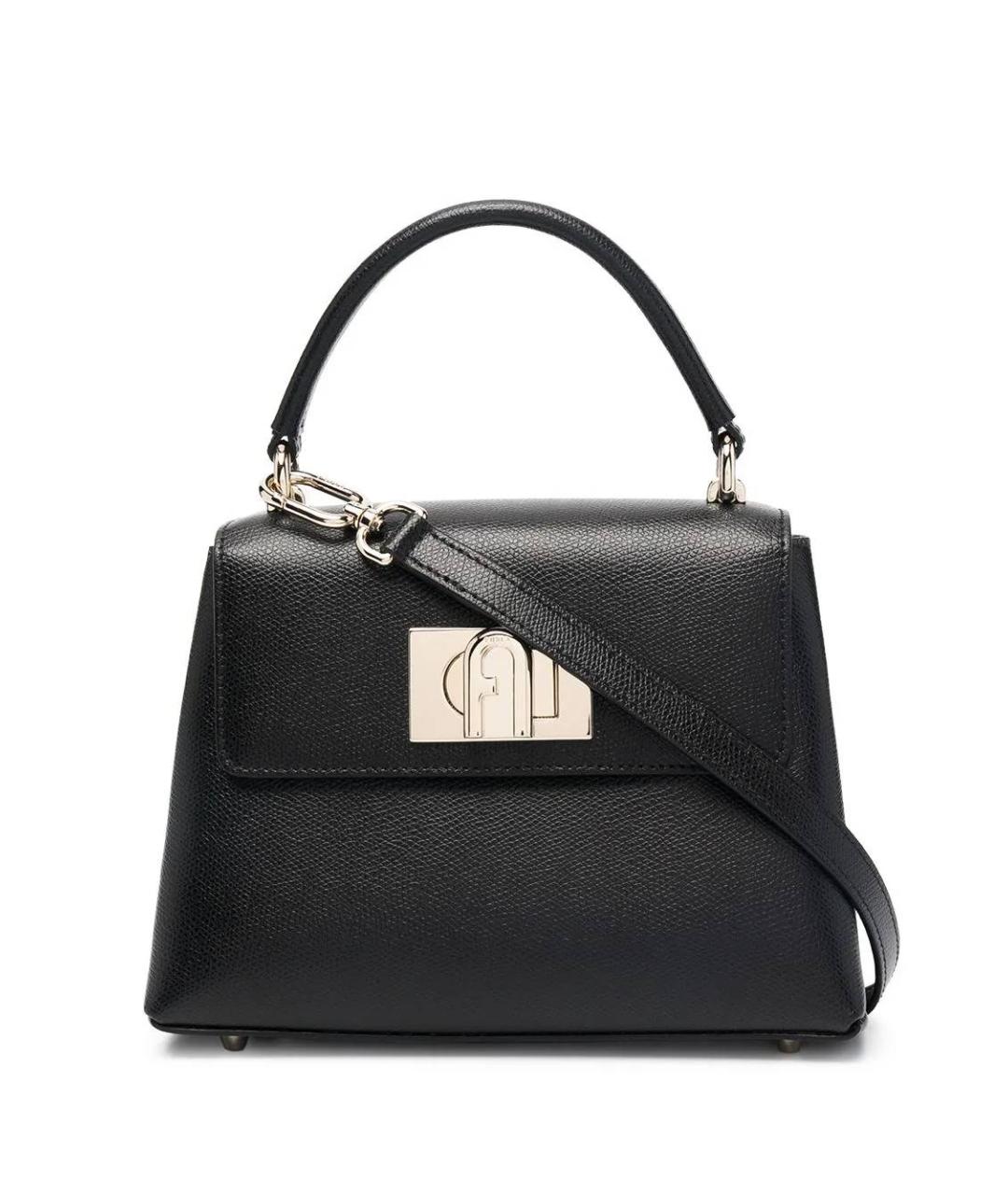 FURLA Черная кожаная сумка тоут, фото 1