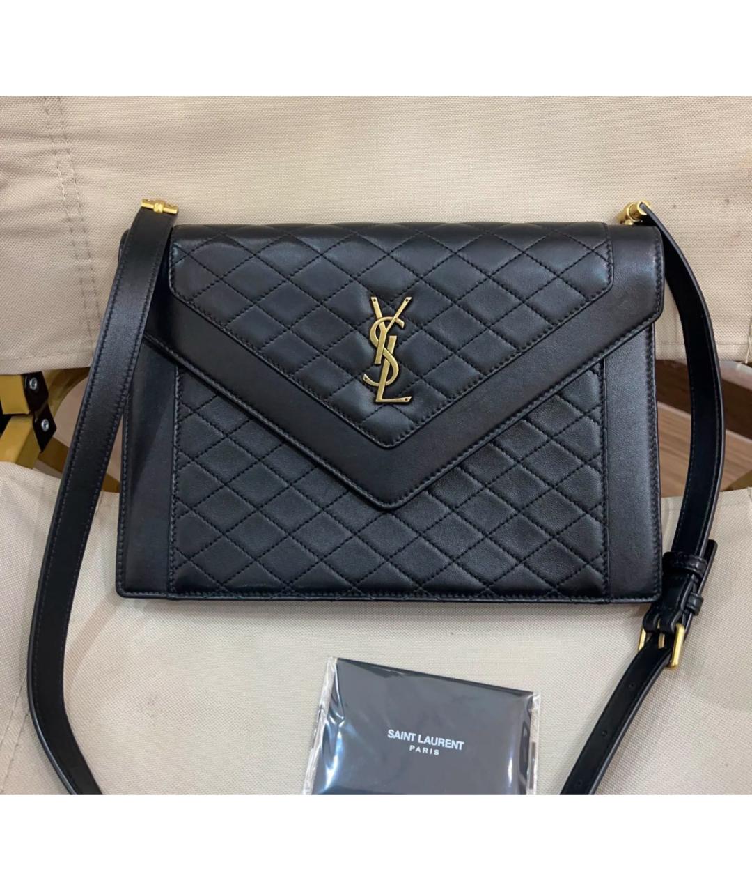 SAINT LAURENT Черная кожаная сумка через плечо, фото 2