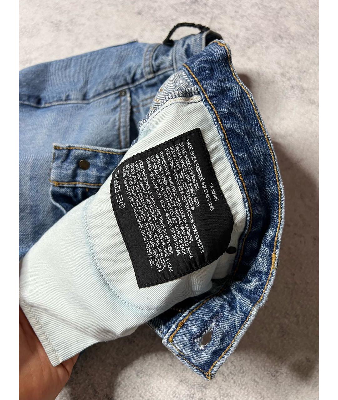 ALEXANDER WANG Голубые хлопко-полиэстеровые прямые джинсы, фото 7