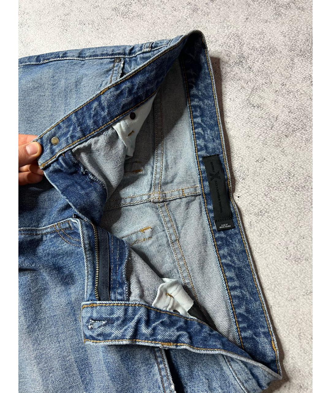 ALEXANDER WANG Голубые хлопко-полиэстеровые прямые джинсы, фото 4