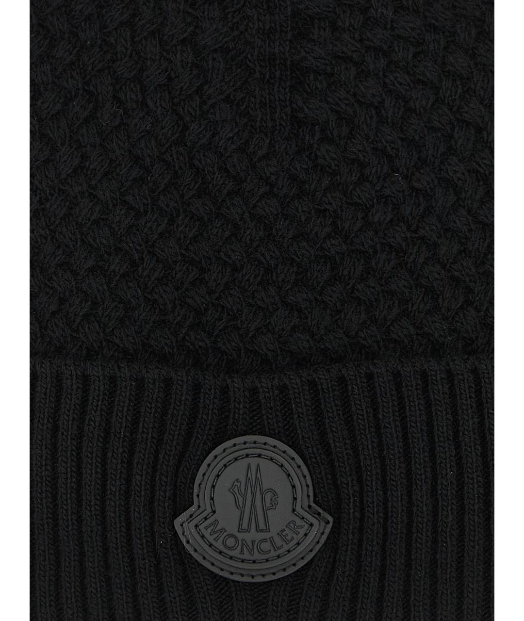 MONCLER Черная шерстяная шапка, фото 3