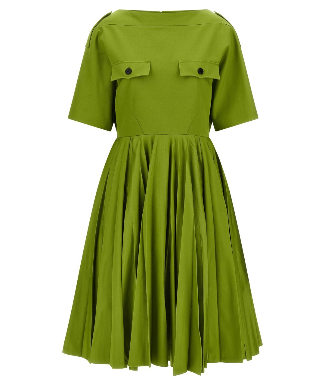 PRADA Зеленое хлопковое повседневное платье, фото 1