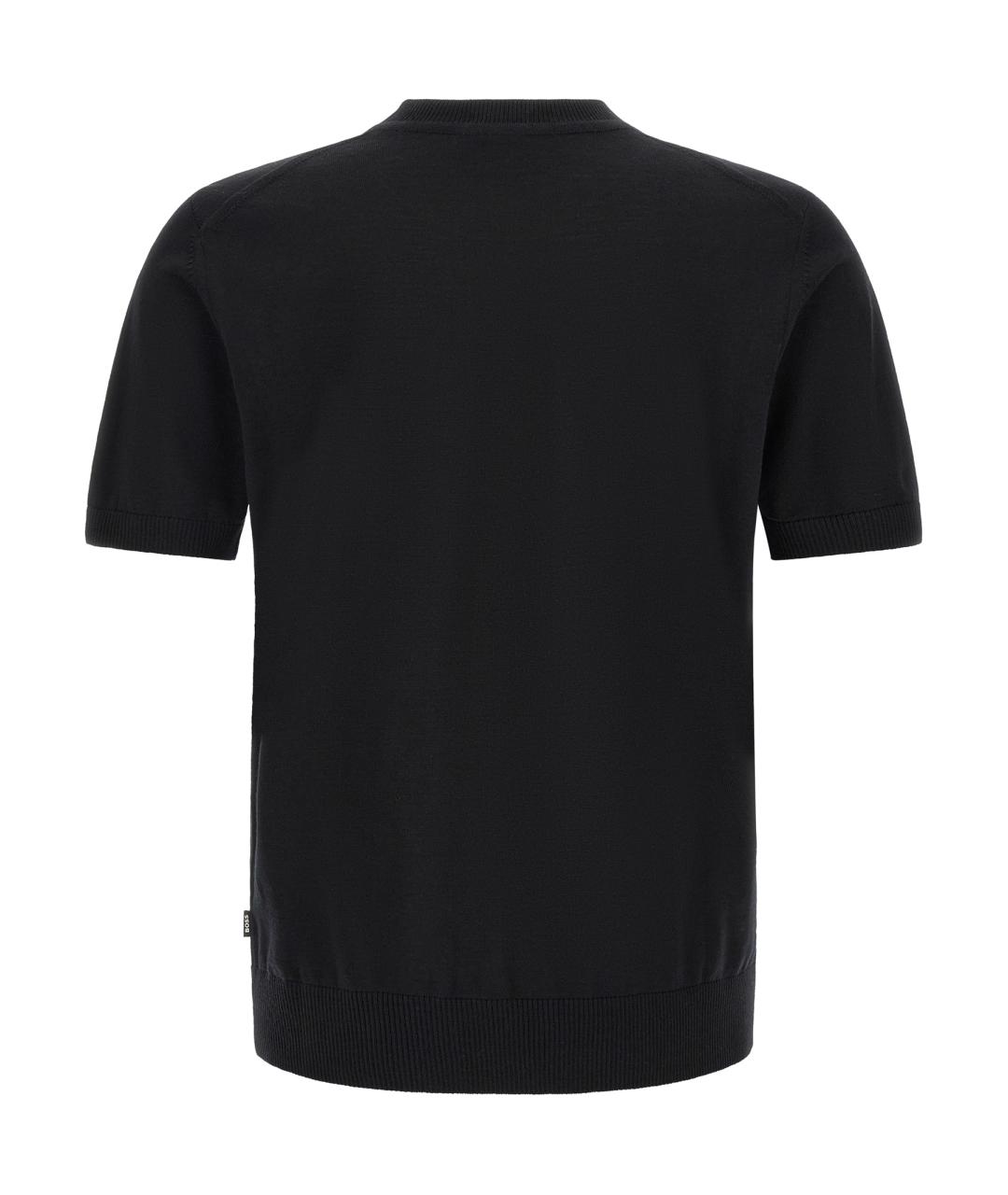 HUGO BOSS Черная шерстяная футболка, фото 2
