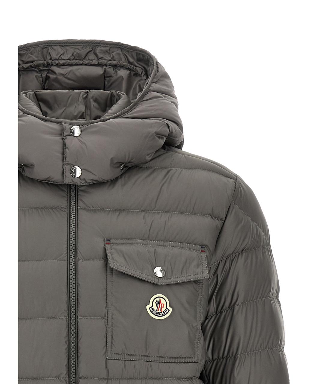 MONCLER Серый полиамидовый пуховик, фото 3