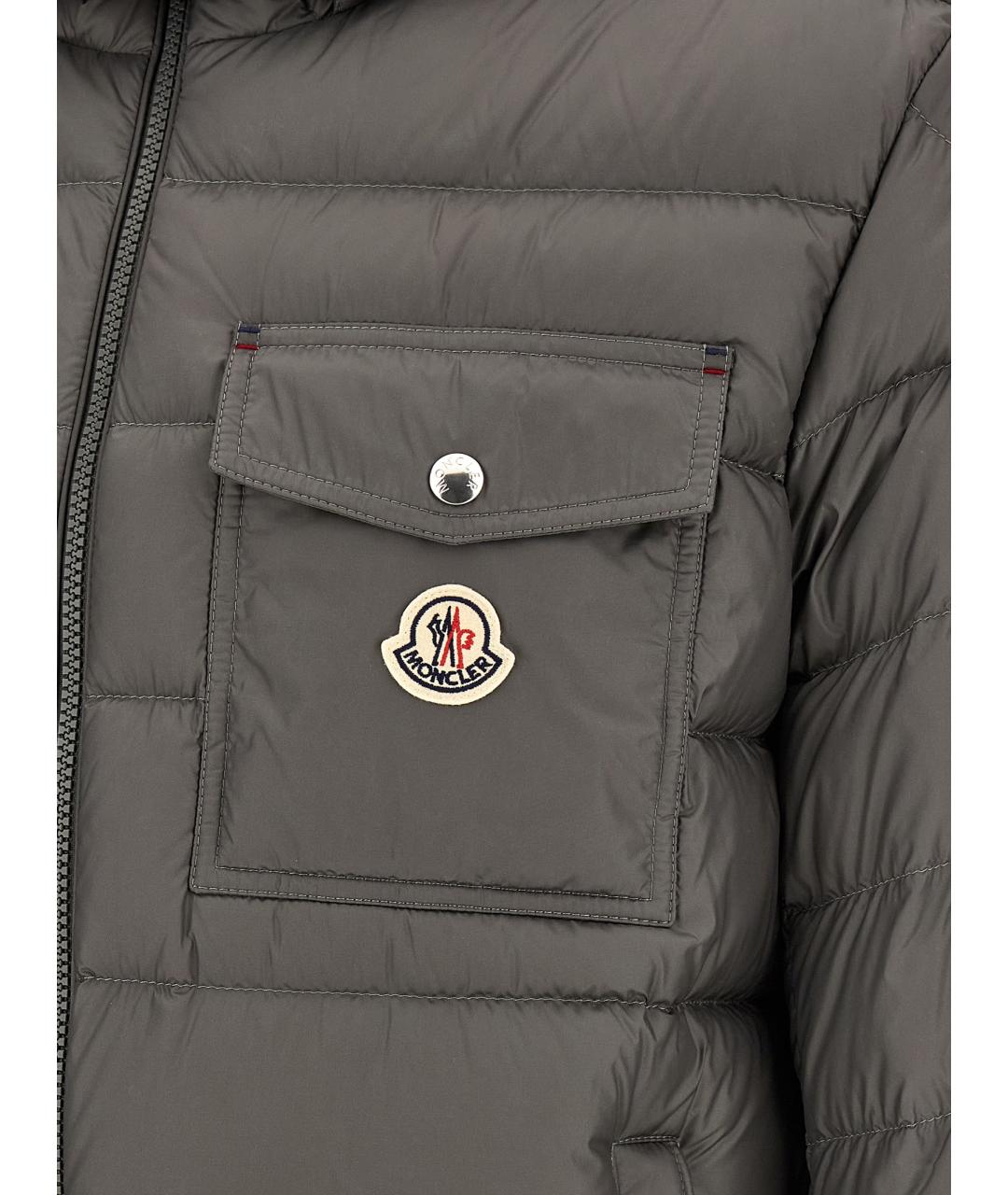MONCLER Серый полиамидовый пуховик, фото 5