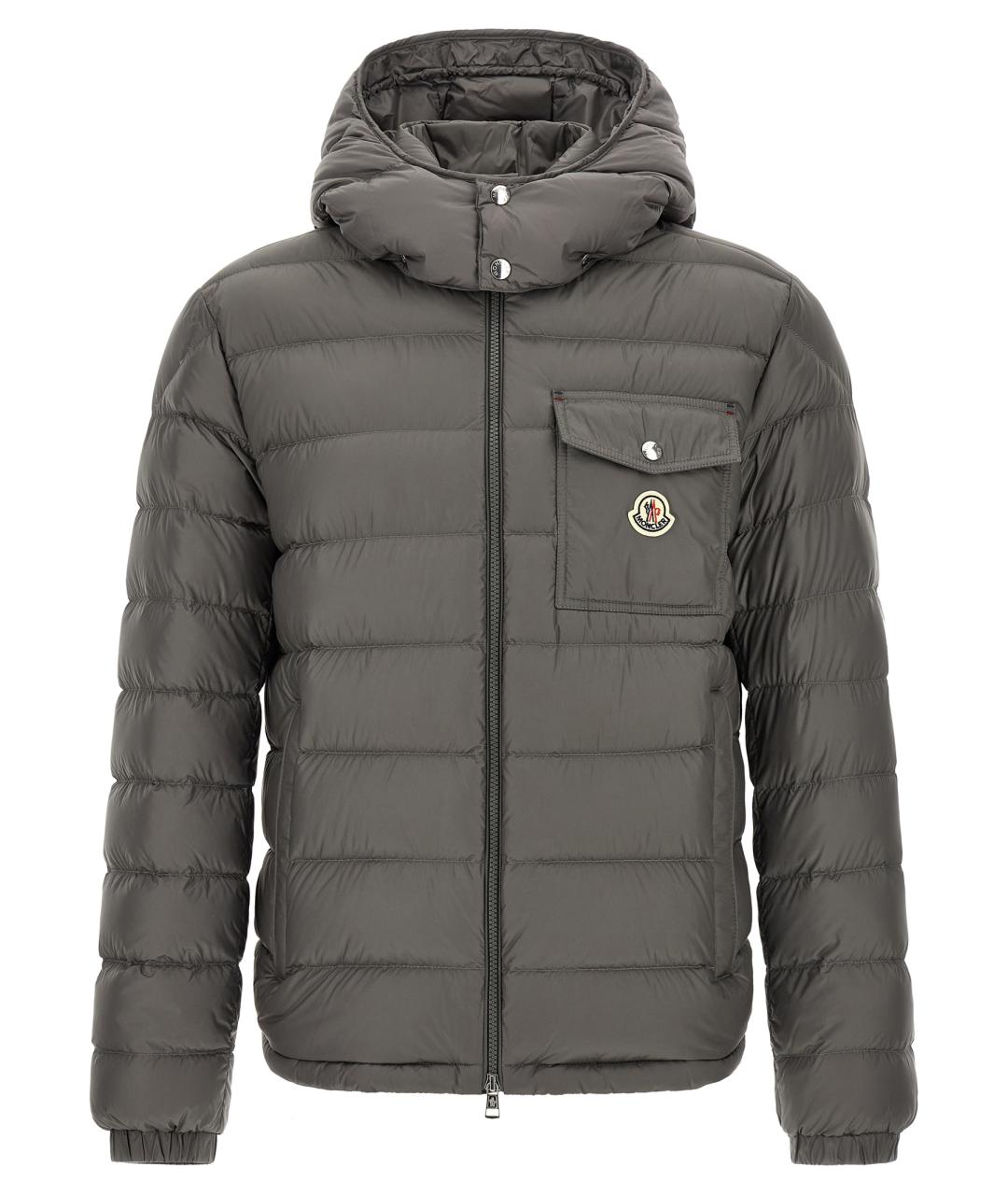 MONCLER Серый полиамидовый пуховик, фото 1