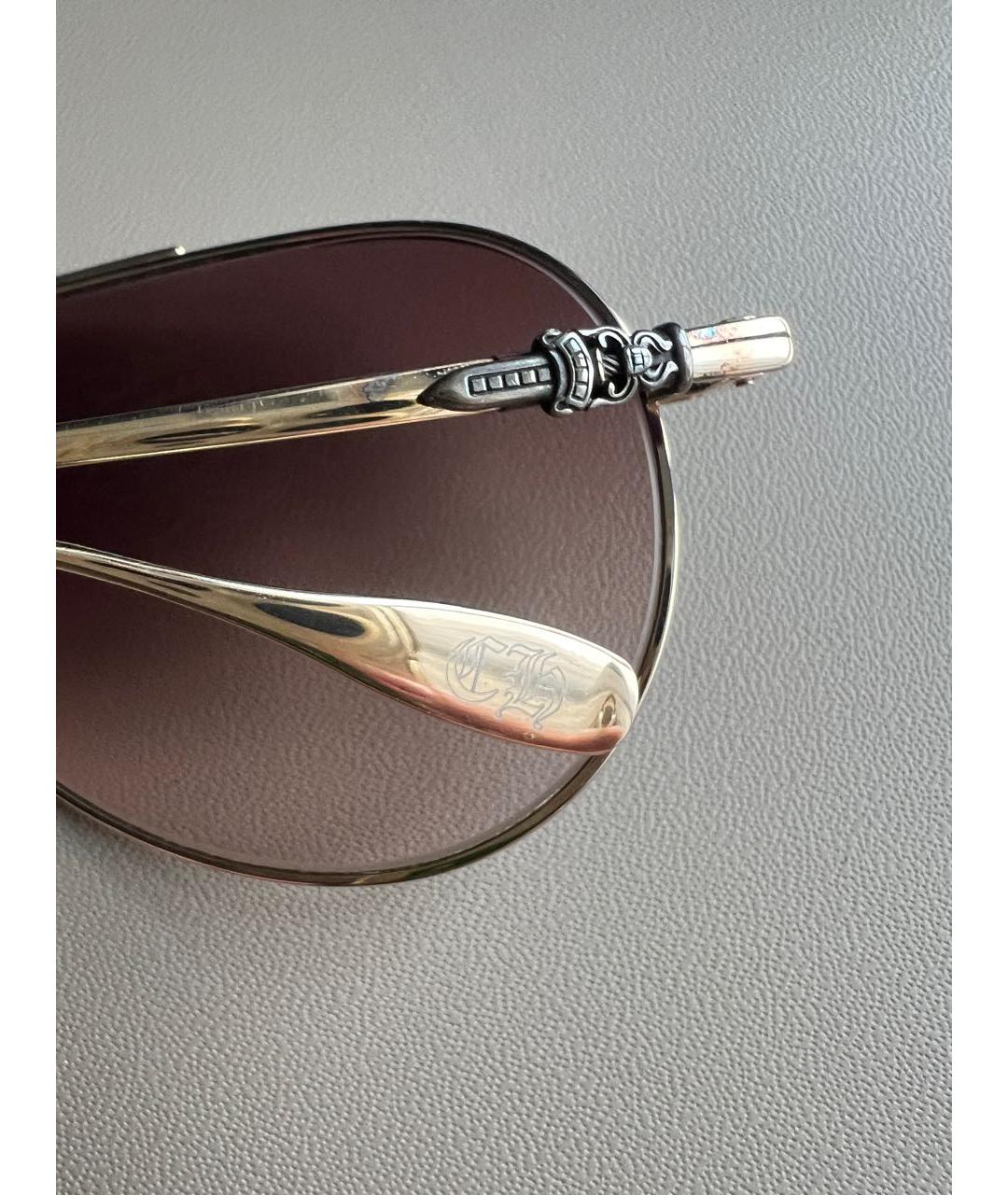 CHROME HEARTS Золотые металлические солнцезащитные очки, фото 3
