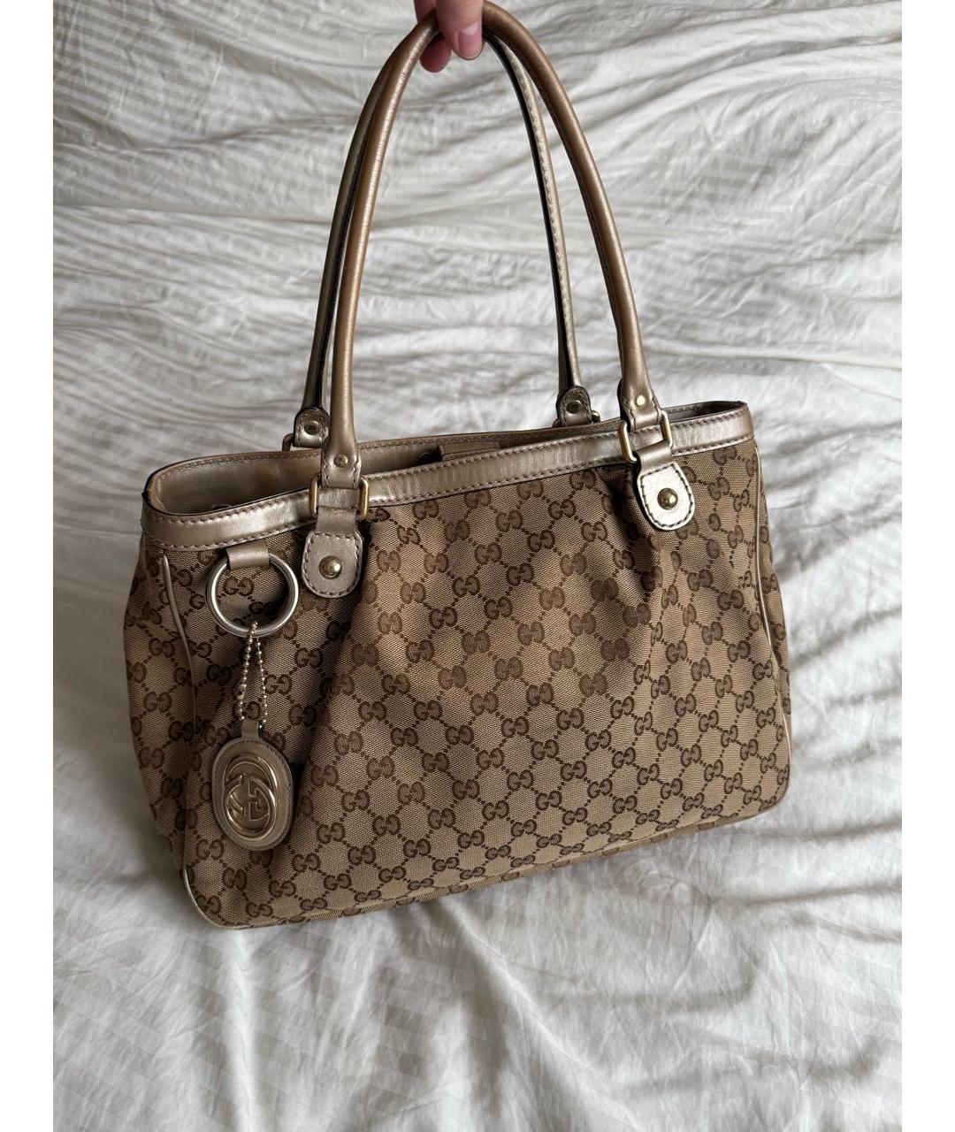 GUCCI Бежевая тканевая сумка тоут, фото 9