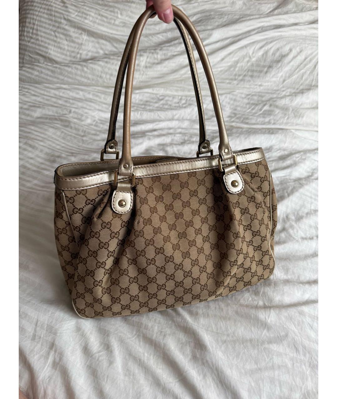 GUCCI Бежевая тканевая сумка тоут, фото 2