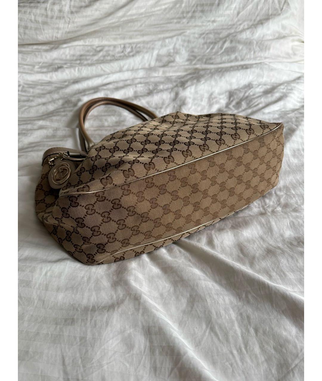 GUCCI Бежевая тканевая сумка тоут, фото 3