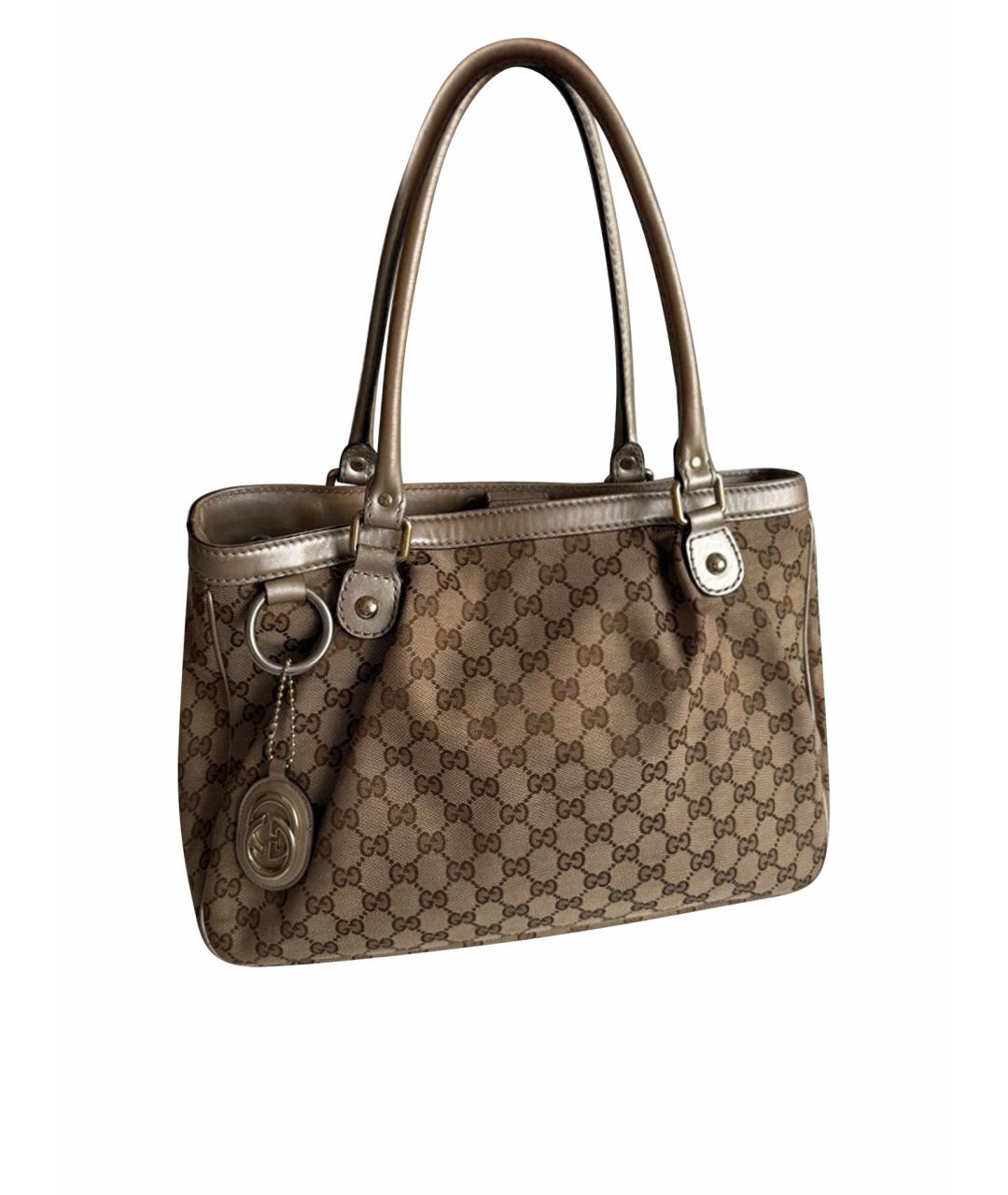 GUCCI Бежевая тканевая сумка тоут, фото 1