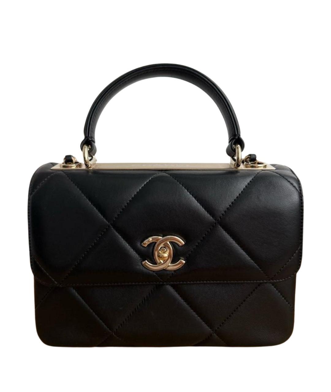 CHANEL Черная кожаная сумка с короткими ручками, фото 1