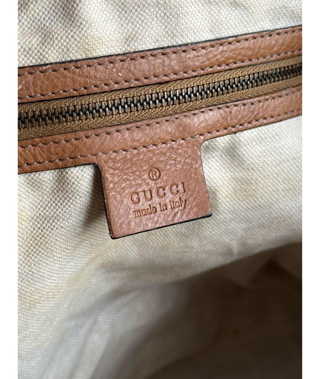 GUCCI Коричневая тканевая сумка с короткими ручками, фото 6
