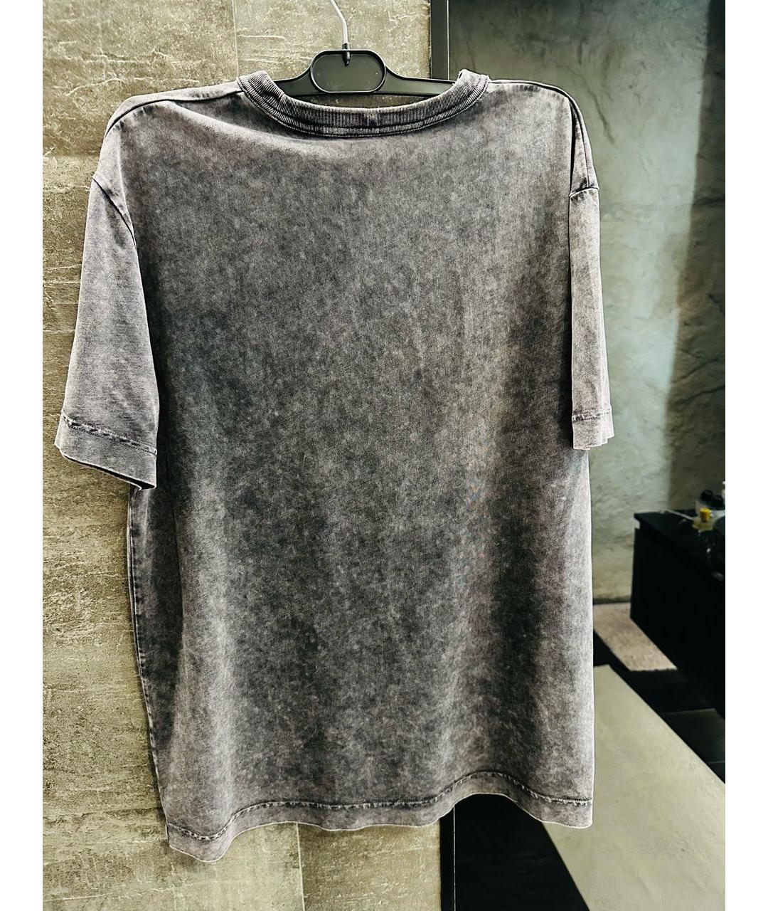 ALEXANDER WANG Антрацитовая хлопко-эластановая футболка, фото 2