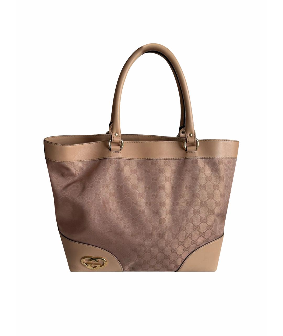 GUCCI Розовая тканевая сумка тоут, фото 1