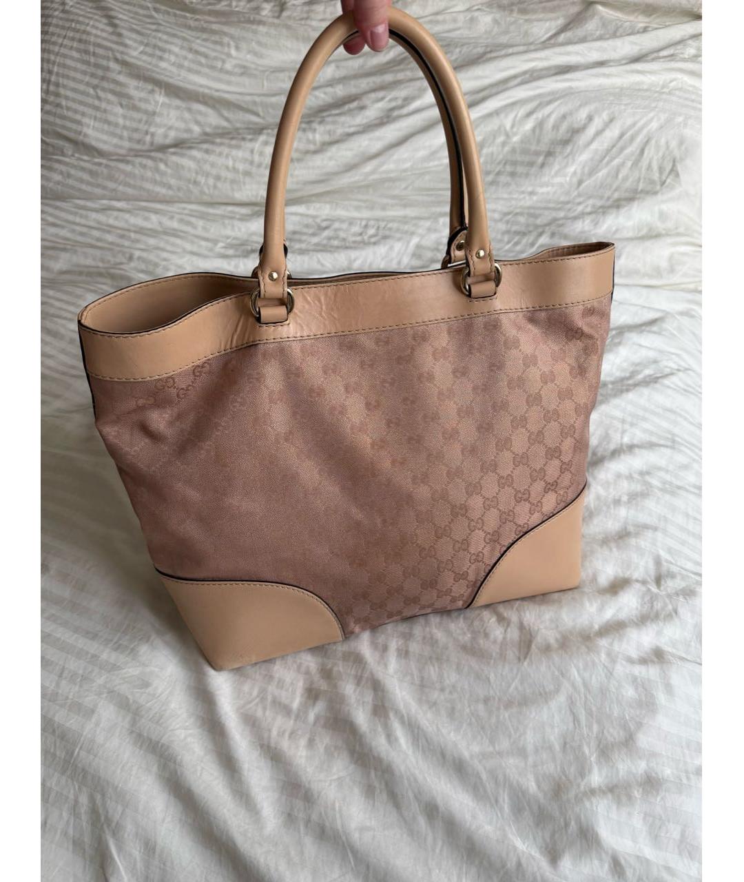 GUCCI Розовая тканевая сумка тоут, фото 2