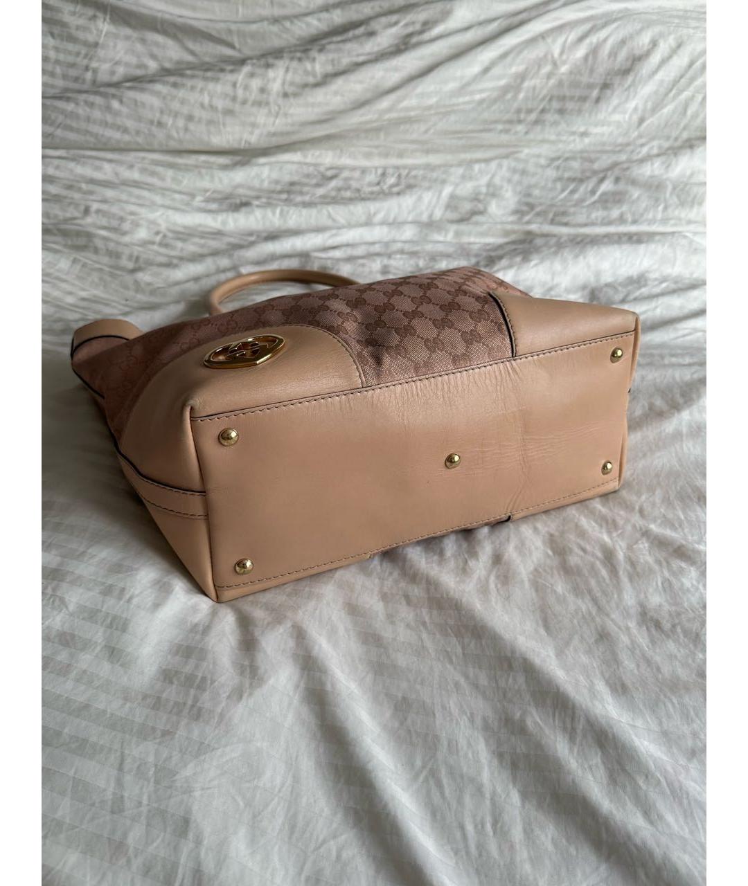 GUCCI Розовая тканевая сумка тоут, фото 3