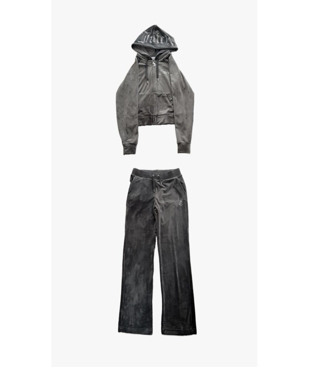 JUICY COUTURE Антрацитовый велюровый спортивные костюмы, фото 9