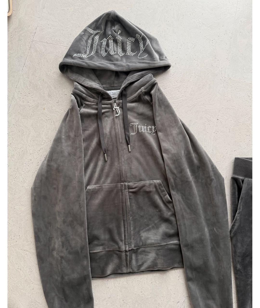 JUICY COUTURE Антрацитовый велюровый спортивные костюмы, фото 2