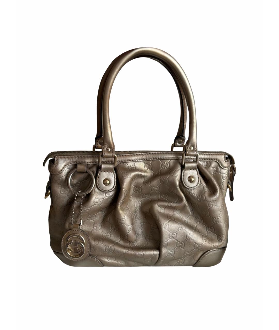 GUCCI Золотая кожаная сумка с короткими ручками, фото 1