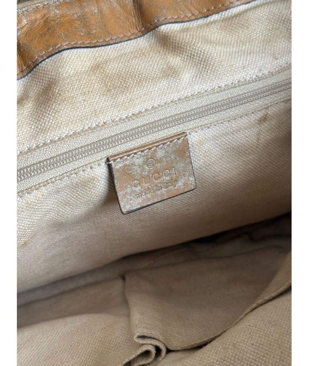 GUCCI Золотая кожаная сумка с короткими ручками, фото 7