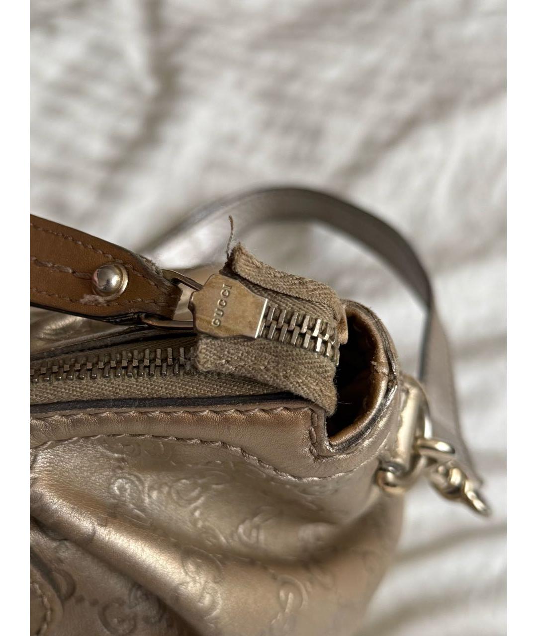 GUCCI Золотая кожаная сумка с короткими ручками, фото 6
