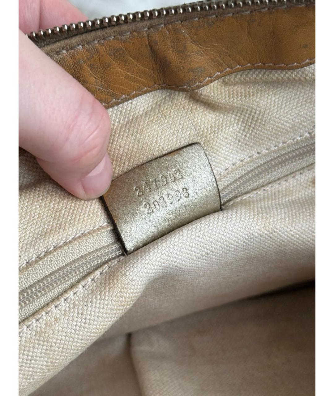 GUCCI Золотая кожаная сумка с короткими ручками, фото 8