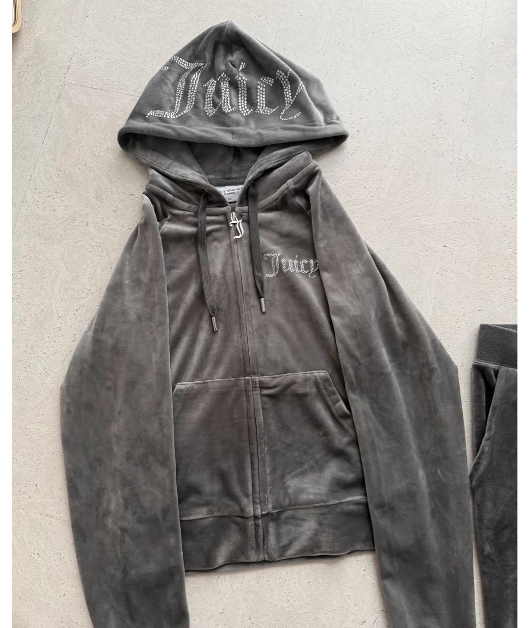 JUICY COUTURE Антрацитовый велюровый спортивные костюмы, фото 2