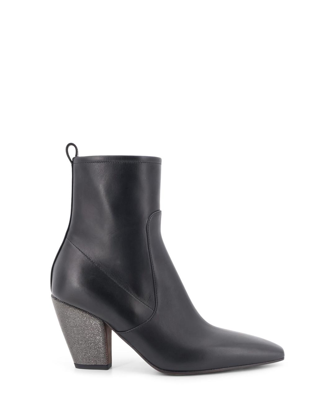 BRUNELLO CUCINELLI Черные кожаные ботинки, фото 1