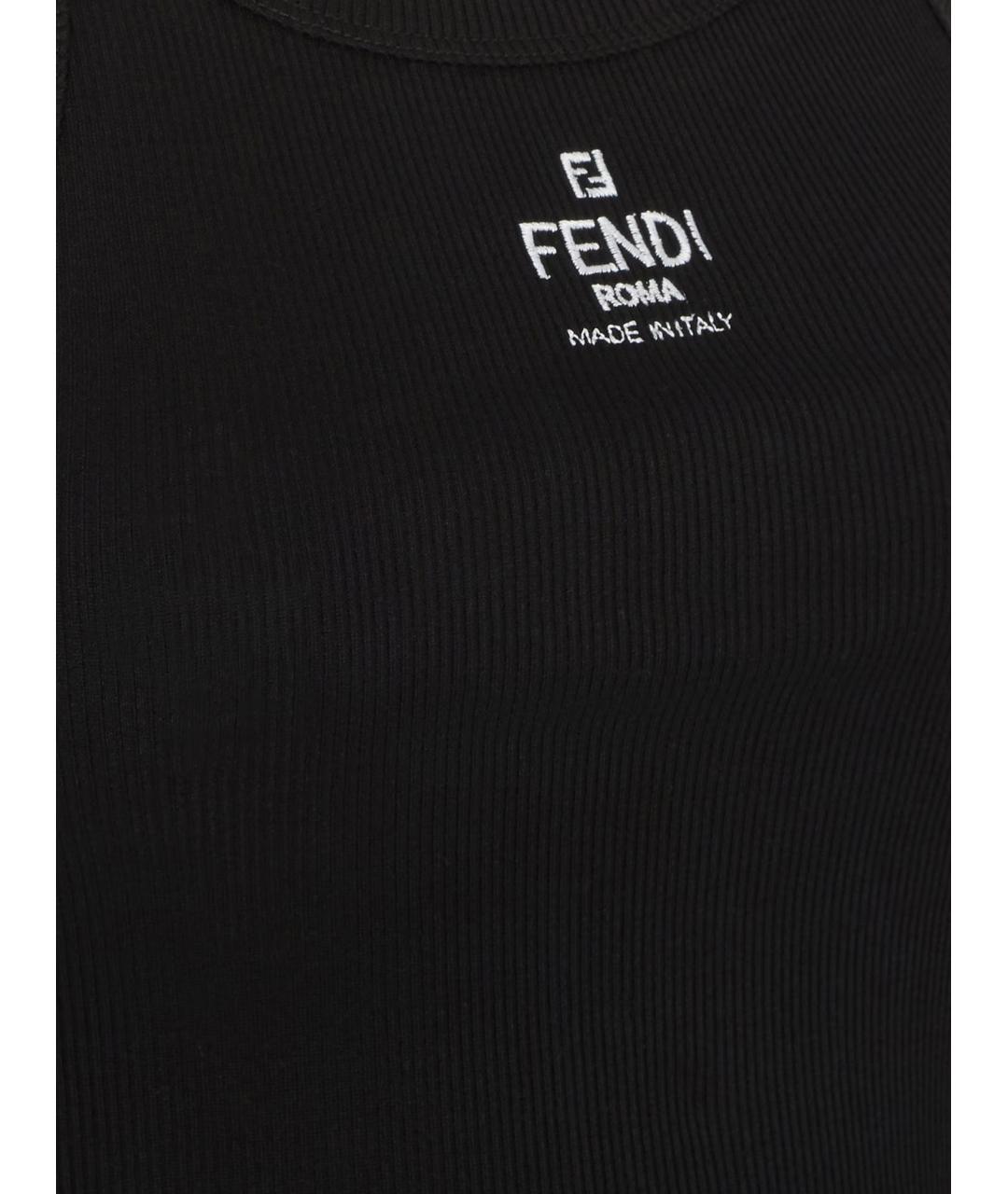 FENDI Черная хлопко-эластановая майка, фото 3