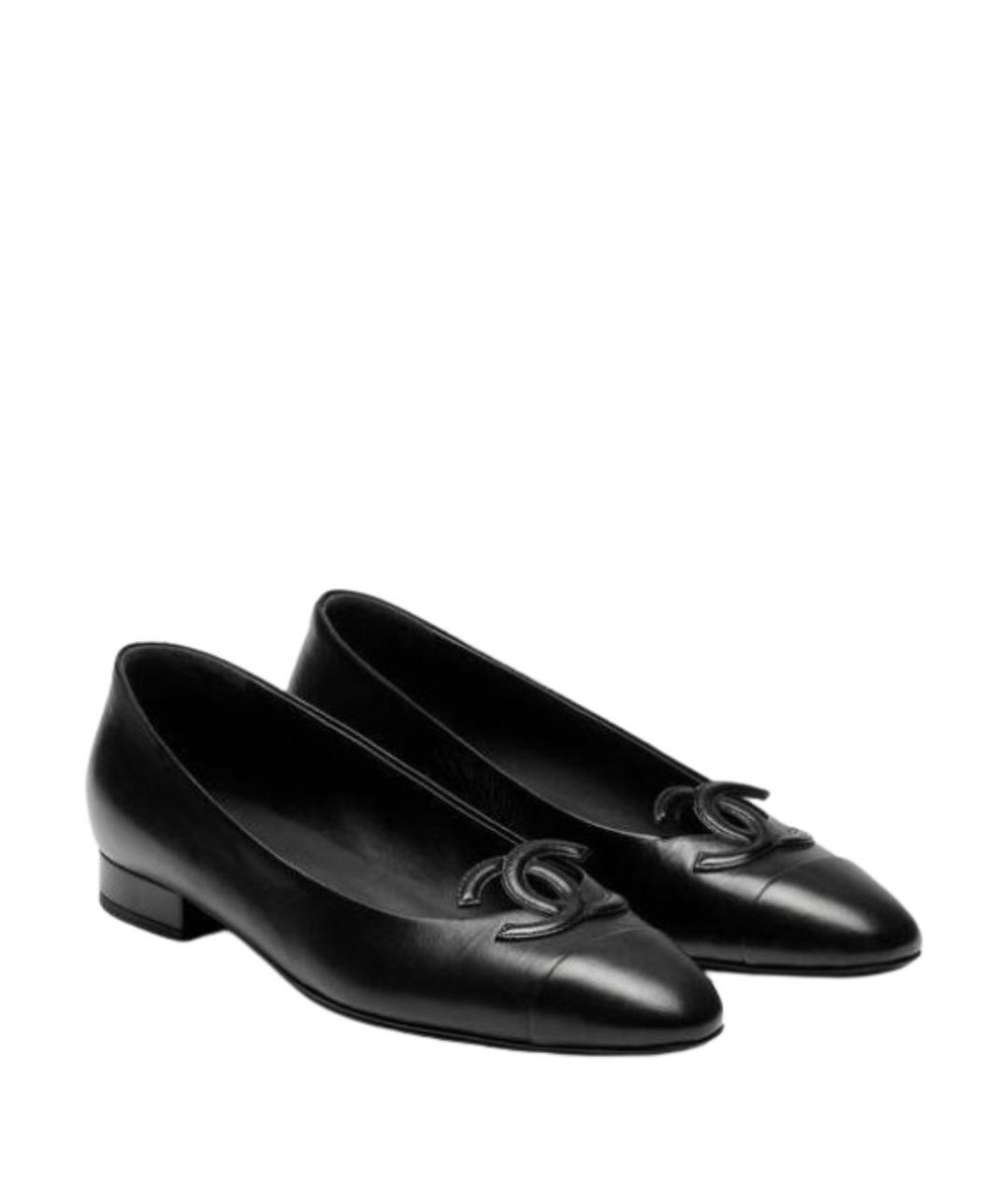 CHANEL Черные кожаные балетки, фото 2