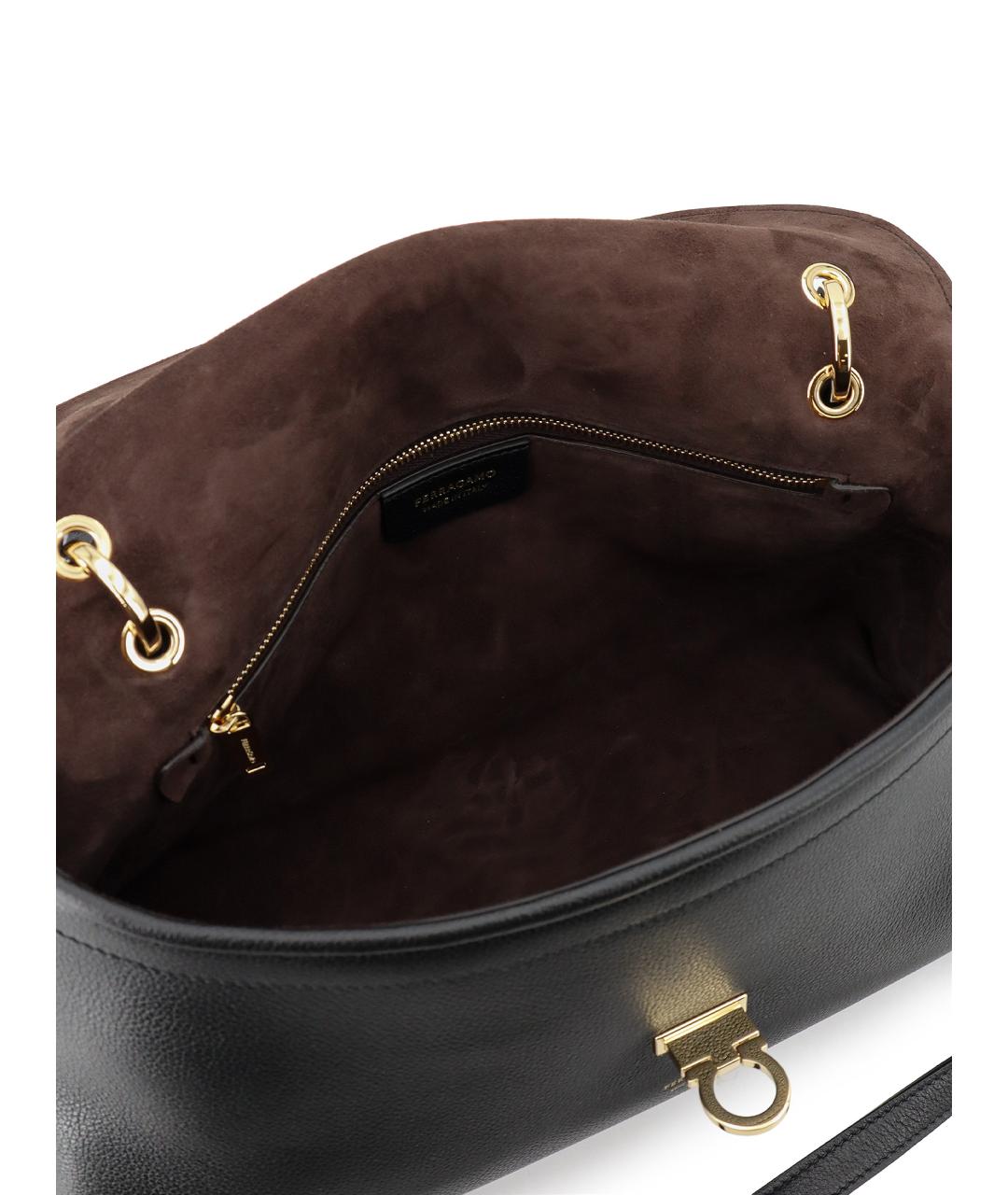 FERRAGAMO Черная кожаная сумка через плечо, фото 4