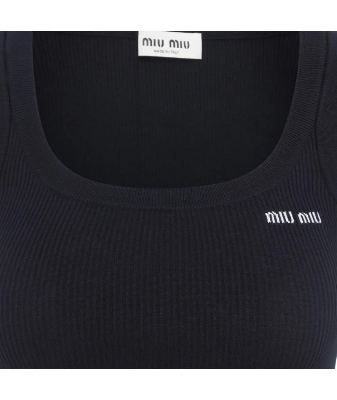 MIU MIU Темно-синяя майка, фото 3