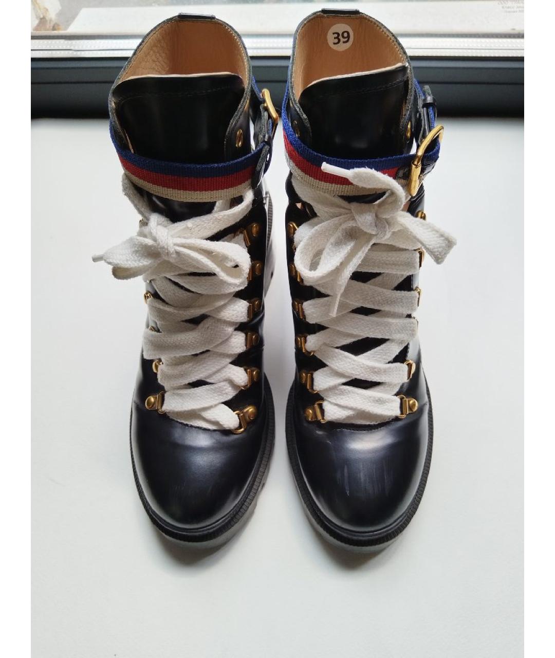 GUCCI Черные кожаные ботинки, фото 2