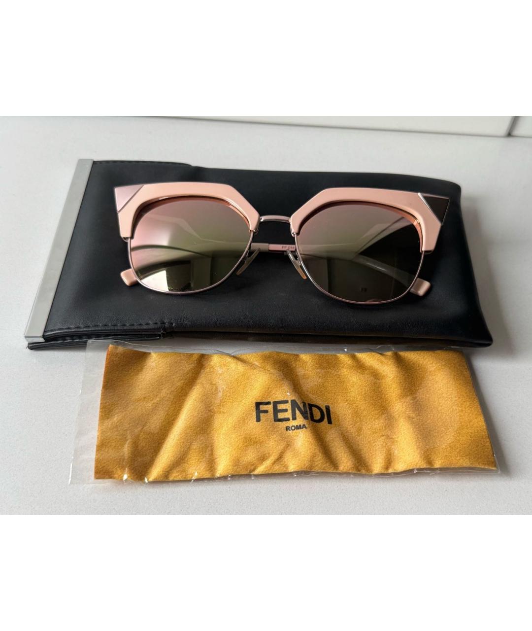FENDI Розовые металлические солнцезащитные очки, фото 4