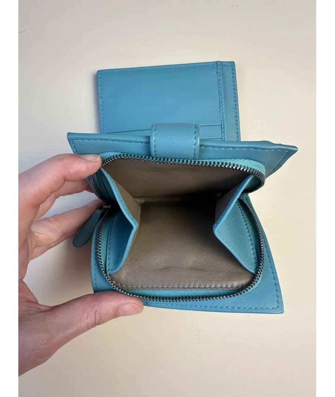 BOTTEGA VENETA Голубой кожаный кошелек, фото 6