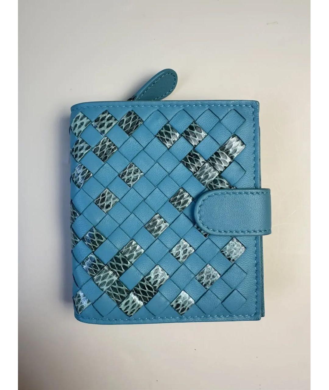 BOTTEGA VENETA Голубой кожаный кошелек, фото 9