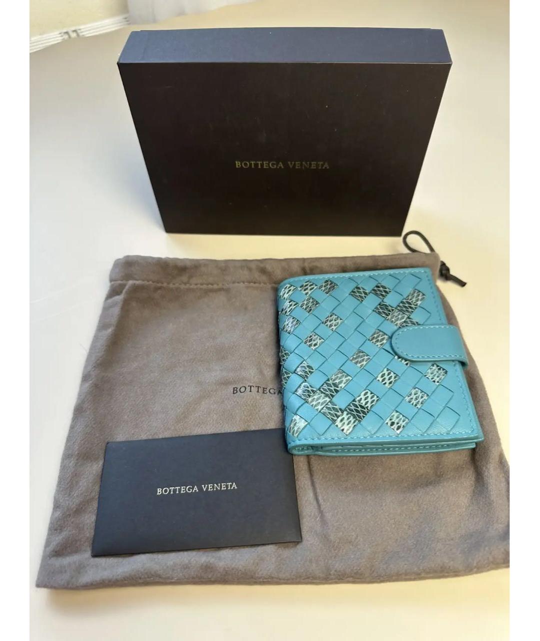 BOTTEGA VENETA Голубой кожаный кошелек, фото 2