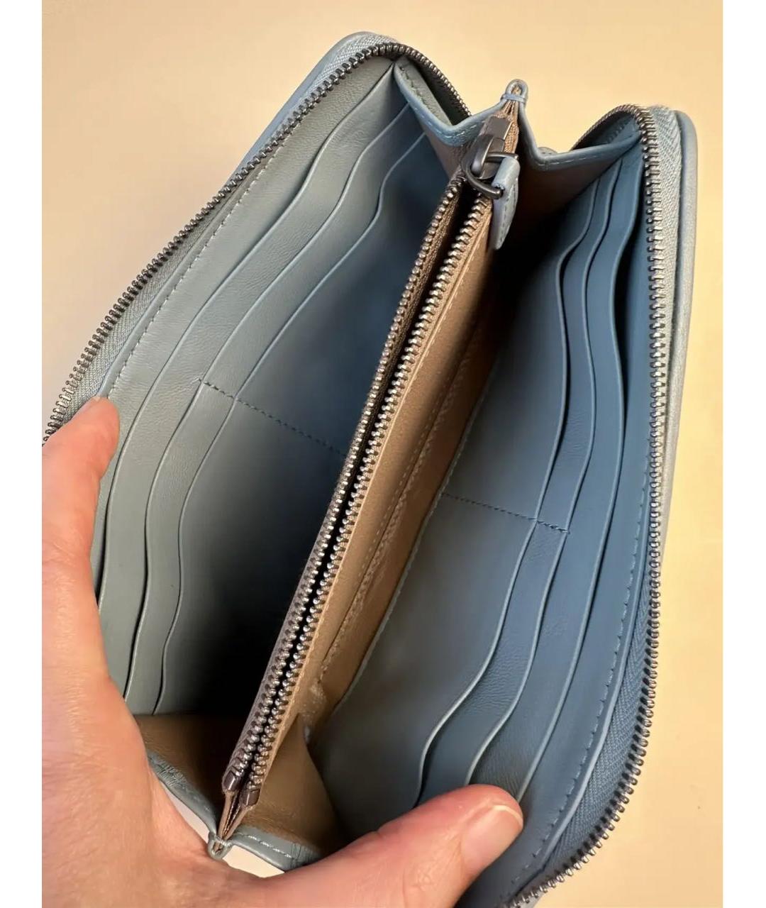 BOTTEGA VENETA Серый кожаный кошелек, фото 7