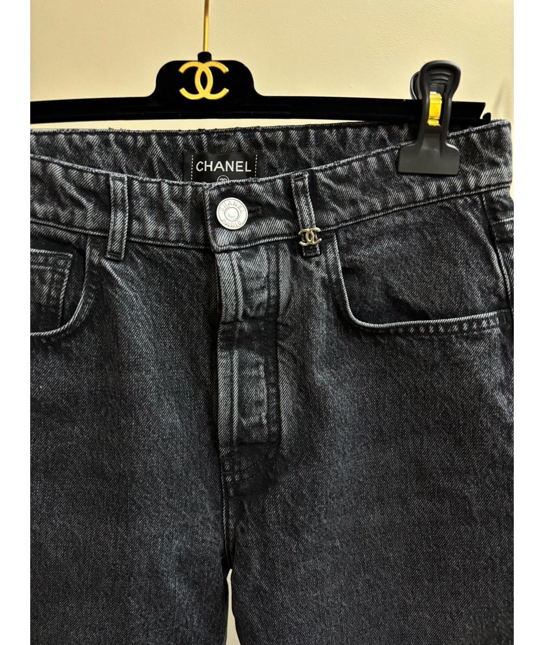 CHANEL Черные хлопковые прямые джинсы, фото 5